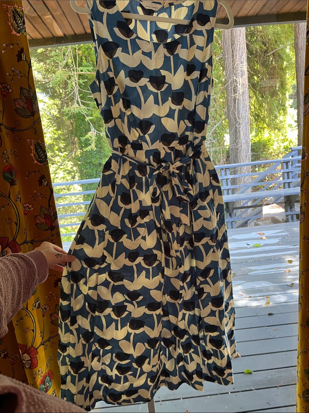 RARE Tulip Navy and White Tie-Waist Midi Seasalt Cornwall 10💙